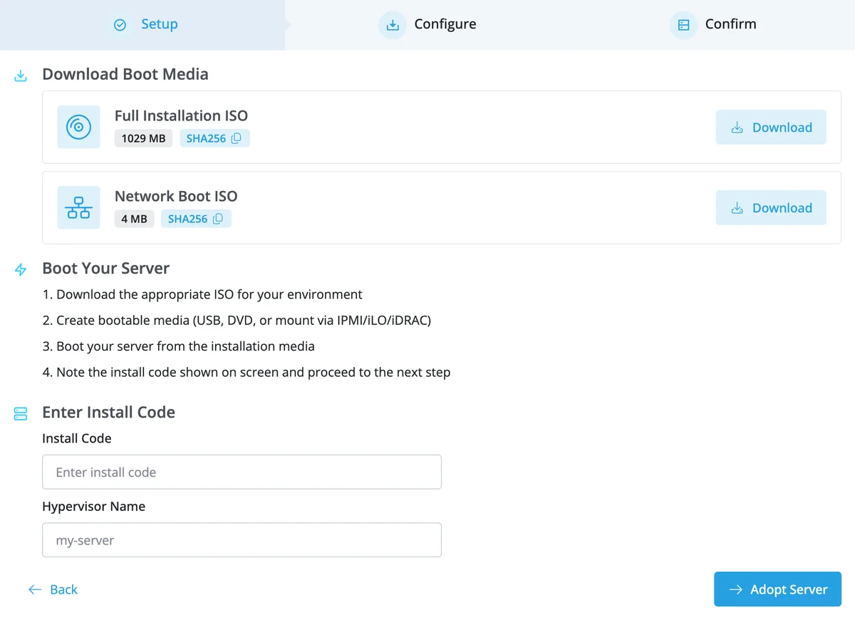 Download Boot Media console page